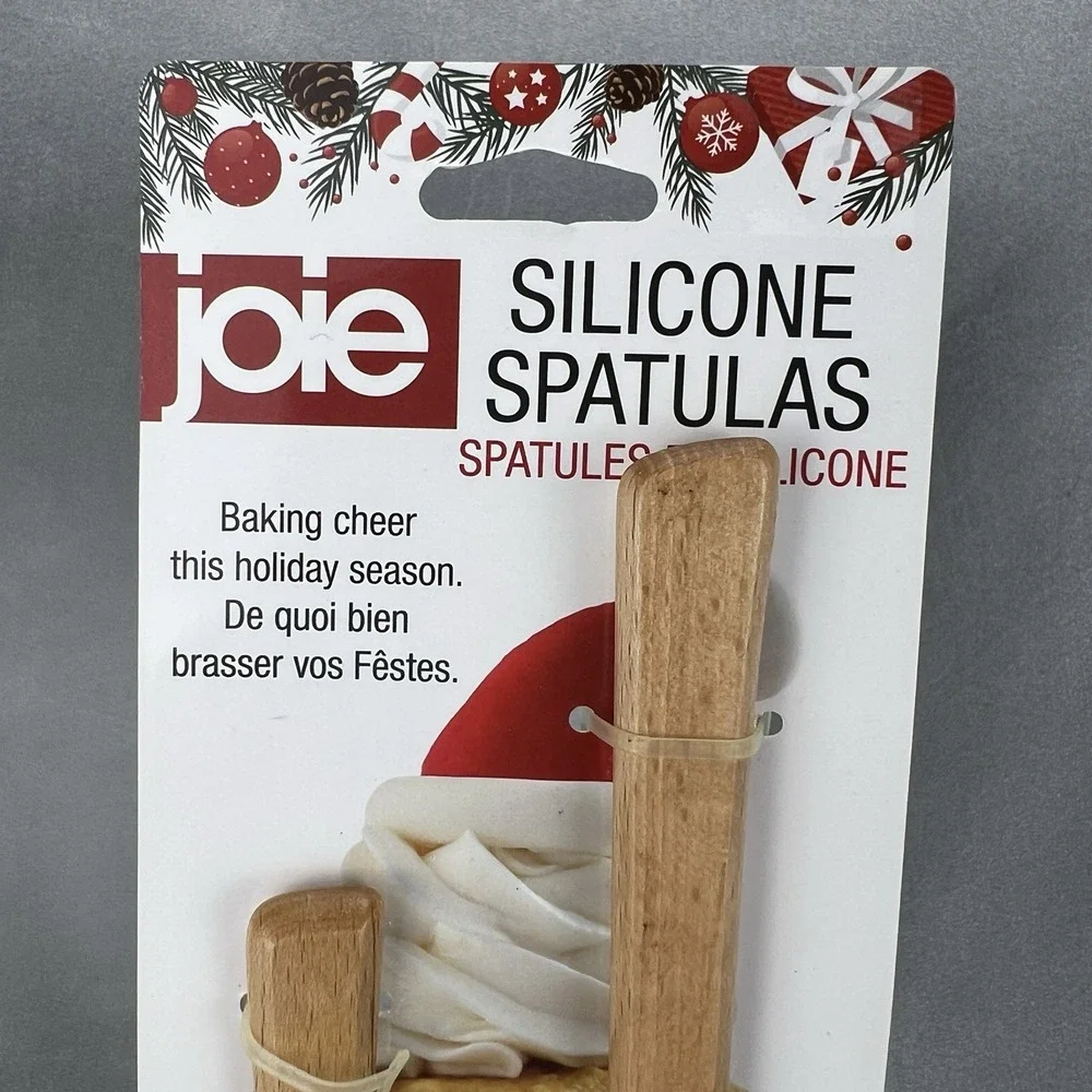 Joie Christmas Silicone Spatulas Holiday Poinsettias White‎ Red 2 Pieces Gifting